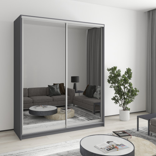 Шафа-купе дводверна MebelStar Комбо AL 2 Дзеркала 170x45x210 см Антрацит (MBS-2776)