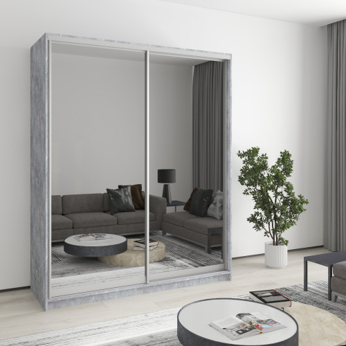 Two-door wardrobe MebelStar Standard AL 2 Mirrors 170x45x210 cm Concrete (MBS-2502)