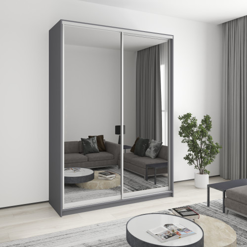 Two-door wardrobe MebelStar Standard AL 2 Mirrors 170x60x240 cm Anthracite (MBS-3868)