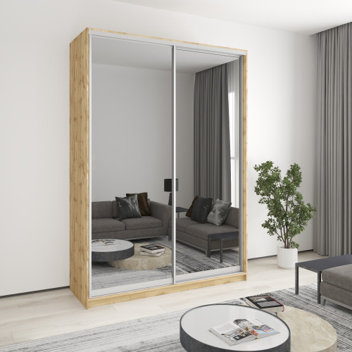 MebelStar Two-door wardrobe Combo AL 2 Mirrors Tahoe Oak, 170x45x240 cm (MBS-4178)