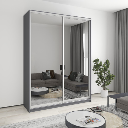Шафа-купе дводверна MebelStar Уні AL 2 Дзеркала 180x45x240 см Антрацит (MBS-4006)