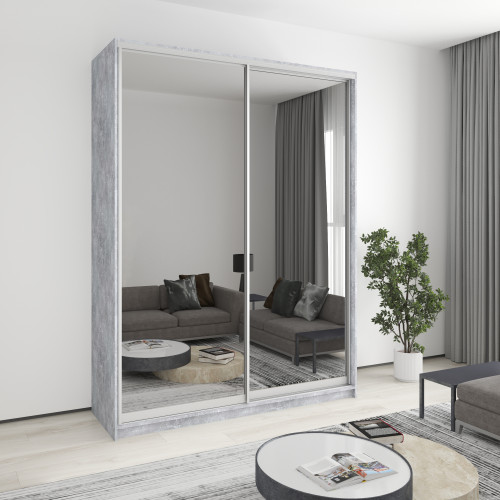 MebelStar Two-door wardrobe Combo AL 2 Mirrors Concrete, 180x45x240 cm (MBS-4171)