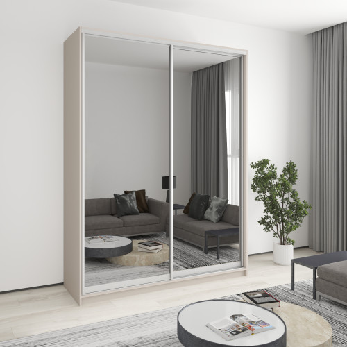 Шафа-купе дводверна MebelStar Уні AL 2 Дзеркала 180x45x240 см Кашемір (MBS-4018)