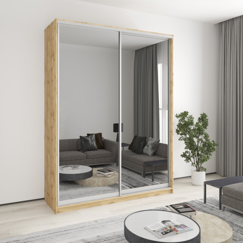 MebelStar Two-door wardrobe Combo AL 2 Mirrors Tahoe Oak, 180x45x240 cm (MBS-4179)