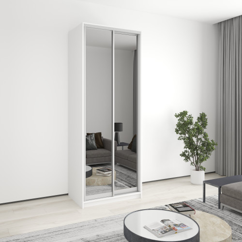 Two-door wardrobe MebelStar Standard AL 2 Mirrors 90x45x240 cm Alaska white (MBS-3788)