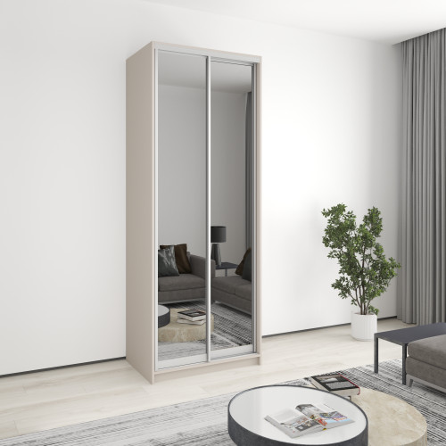 Two-door wardrobe MebelStar Standard AL 2 Mirrors 90x45x240 cm Cashmere (MBS-3815)