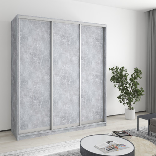 MebelStar Three-door wardrobe Standard AL 3DSP Concrete, 180x60x210 cm (MBS-2872)