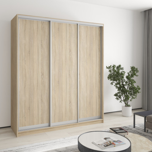 MebelStar Three-door wardrobe Uni AL 3DSP Sonoma Oak, 180x45x210 cm (MBS-3046)