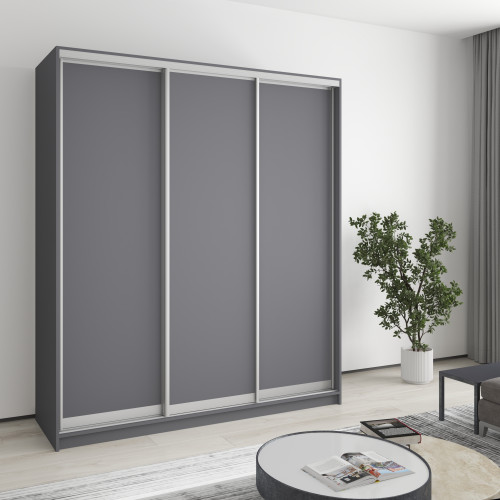 MebelStar Three-door wardrobe Uni AL 3DSP Anthracite, 180x45x240 cm (MBS-1619)