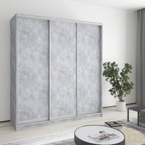 MebelStar Three-door wardrobe Standard AL 3DSP Concrete, 190x60x210 cm (MBS-2873)