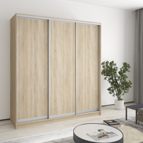 MebelStar Three-door wardrobe Standard AL 3DSP Sonoma Oak, 190x60x210 cm (MBS-2849)