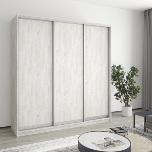 MebelStar Three-door wardrobe Standard AL 3DSP Alaska gray, 200x45x210 cm (MBS-2880)