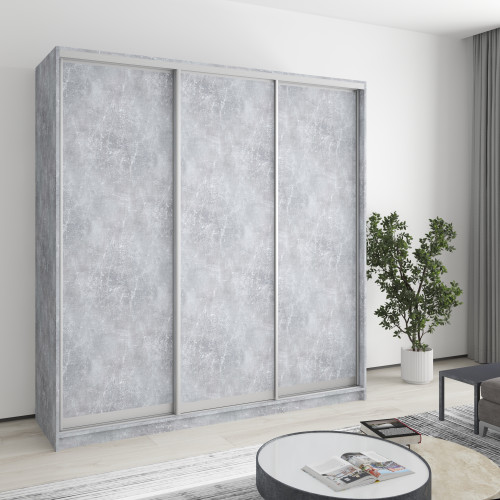 MebelStar Three-door wardrobe Standard AL 3DSP Concrete, 200x45x210 cm (MBS-2868)