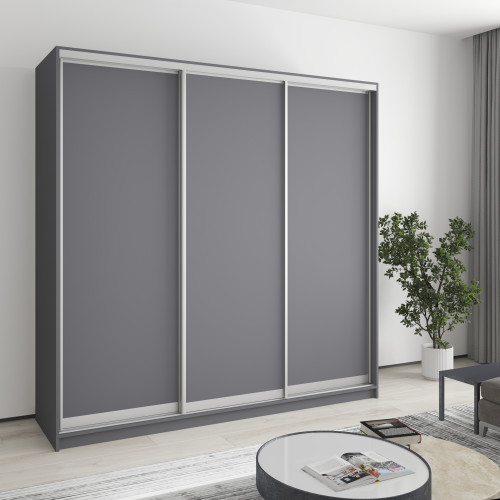 Шкаф-купе трехдверный MebelStar Стандарт AL 3ДСП 210x45x210 см Антрацит (MBS-2833)