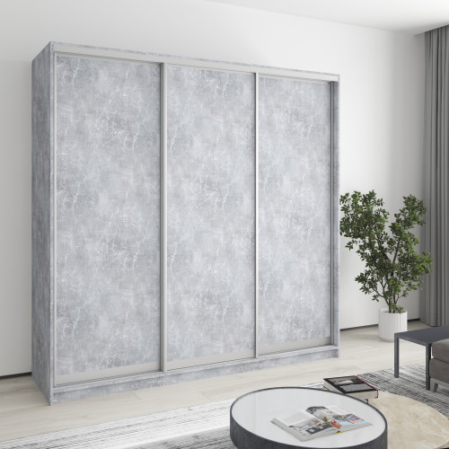 MebelStar Three-door wardrobe Standard AL 3DSP Concrete, 210x60x210 cm (MBS-2875)