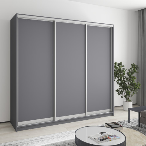 MebelStar Three-door wardrobe Standard AL 3DSP Anthracite, 220x45x210 cm (MBS-2834)
