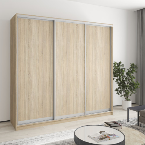 MebelStar Three-door wardrobe Standard AL 3DSP Sonoma Oak, 220x60x210 cm (MBS-2852)