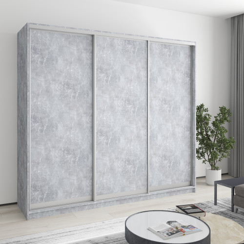 MebelStar Three-door wardrobe Standard AL 3DSP Concrete, 230x60x210 cm (MBS-2877)