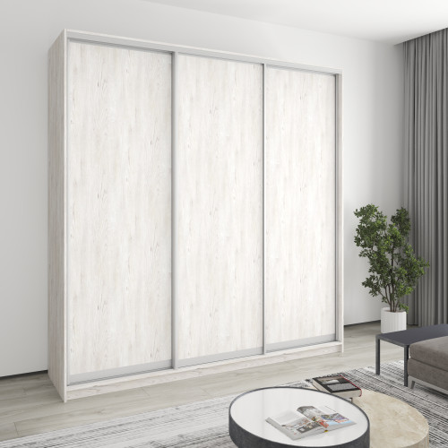 MebelStar Three-door wardrobe Combo AL 3DSP Alaska gray, 230x60x240 cm (MBS-2093)