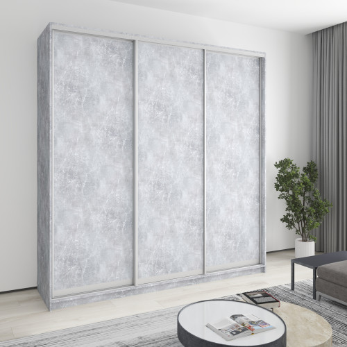 MebelStar Three-door wardrobe Standard AL 3DSP Concrete, 230x60x240 cm (MBS-1829)