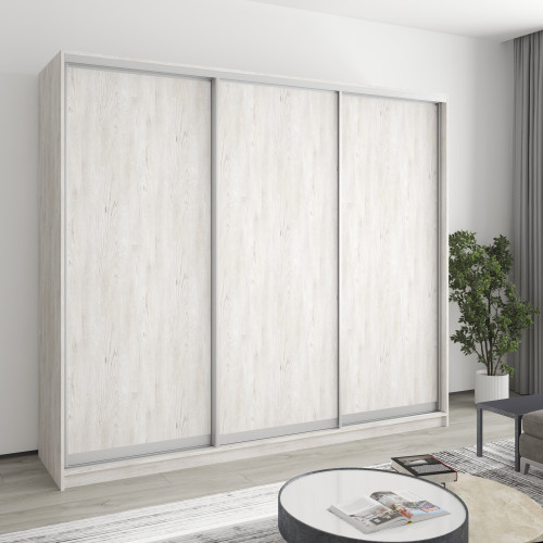 MebelStar Three-door wardrobe Combo AL 3DSP Alaska gray, 240x60x210 cm (MBS-3332)