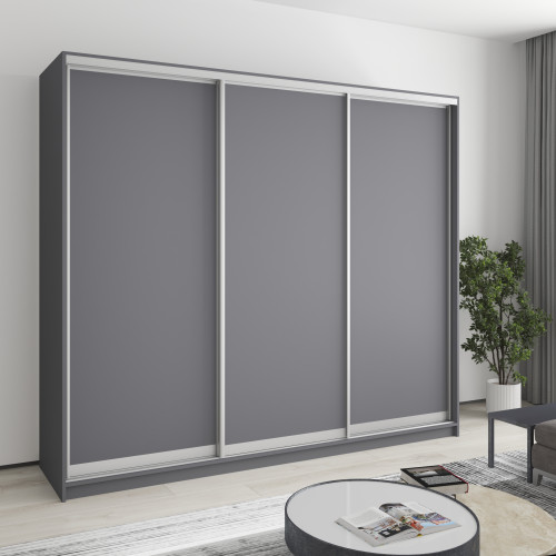 Шафа-купе тридверна MebelStar Уні AL 3ДСП 240x60x210 см Антрацит (MBS-3044)