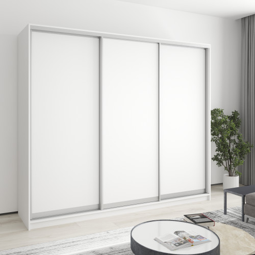 MebelStar Three-door wardrobe Uni AL 3DSP Alaska white, 240x60x210 cm (MBS-3038)