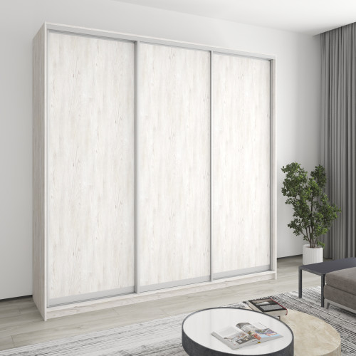 MebelStar Three-door wardrobe Uni AL 3DSP Alaska gray, 240x45x240 cm (MBS-1922)