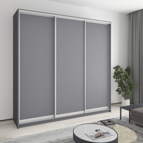 MebelStar Three-door wardrobe Uni AL 3DSP Anthracite, 240x45x240 cm (MBS-1890)