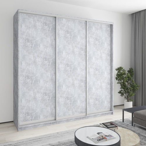 MebelStar Three-door wardrobe Combo AL 3DSP Concrete, 240x45x240 cm (MBS-2076)