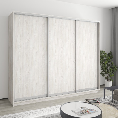 MebelStar Three-door wardrobe Combo AL 3DSP Alaska gray, 250x45x210 cm (MBS-3189)