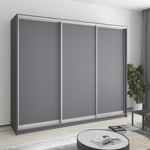 MebelStar Three-door wardrobe Combo AL 3DSP Anthracite, 250x45x210 cm (MBS-3157)
