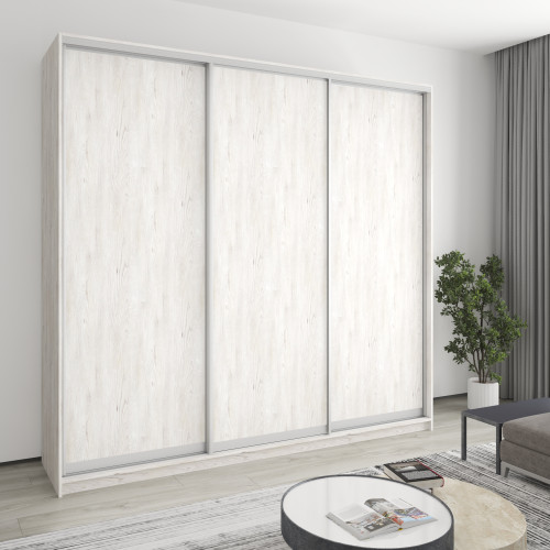 MebelStar Three-door wardrobe Combo AL 3DSP Alaska gray, 250x45x240 cm (MBS-2089)