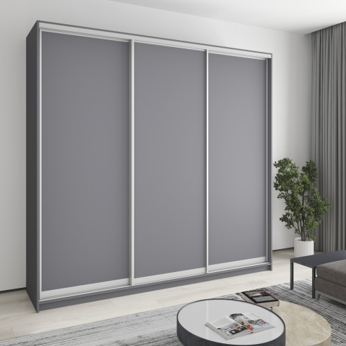 Шкаф-купе трехдверный MebelStar Уни AL 3ДСП 250x45x240 см Антрацит (MBS-1891)