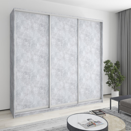 MebelStar Three-door wardrobe Combo AL 3DSP Concrete, 250x60x240 cm (MBS-2083)