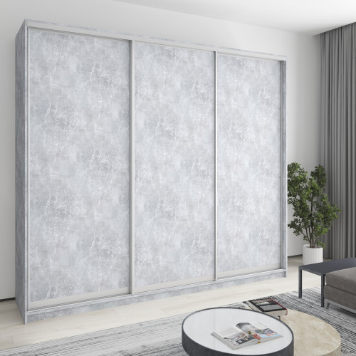 Шкаф-купе трехдверный MebelStar Комбо AL 3ДСП 270x45x240 см Бетон (MBS-2079)