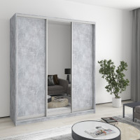 Шкаф-купе трехдверный MebelStar Стандарт AL 2ДСП/Зеркало 180x45x210 см Бетон (MBS-2938)
