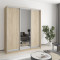 MebelStar Three-door wardrobe Combo AL 2DSP/Mirror Sonoma Oak, 180x60x210 cm (MBS-3350)