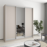 MebelStar Three-door wardrobe Standard AL 2DSP/Mirror Cashmere, 190x45x240 cm (MBS-1546)
