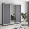 MebelStar Three-door wardrobe Standard AL 2DSP/Mirror Anthracite, 200x45x210 cm (MBS-2904)