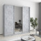 MebelStar Three-door wardrobe Standard AL 2DSP/Mirror Concrete, 200x45x210 cm (MBS-2940)