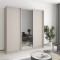MebelStar Three-door wardrobe Standard AL 2DSP/Mirror Cashmere, 200x45x210 cm (MBS-2928)
