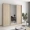 MebelStar Three-door wardrobe Standard AL 2DSP/Mirror Sonoma Oak, 200x45x210 cm (MBS-2916)