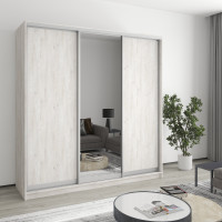 MebelStar Three-door wardrobe Combo AL 2DSP/Mirror Alaska gray, 200x60x240 cm (MBS-1771)