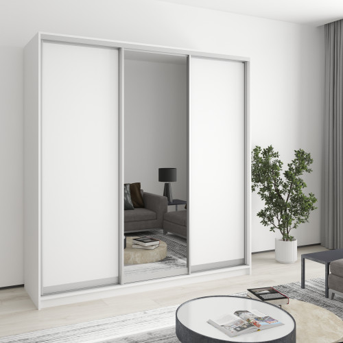 MebelStar Three-door wardrobe Combo AL 2DSP/Mirror Alaska white, 200x60x240 cm (MBS-1751)
