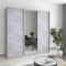 MebelStar Three-door wardrobe Standard AL 2DSP/Mirror Concrete, 210x45x210 cm (MBS-2941)