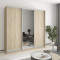 MebelStar Three-door wardrobe Standard AL 2DSP/Mirror Sonoma Oak, 210x45x210 cm (MBS-2917)