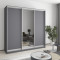 MebelStar Three-door wardrobe Standard AL 2DSP/Mirror Anthracite, 210x45x240 cm (MBS-1532)