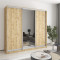 MebelStar Three-door wardrobe Standard AL 2DSP/Mirror Tahoe oak, 220x45x210 cm (MBS-4227)