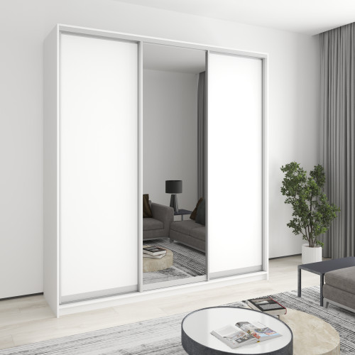 Шкаф-купе трехдверный MebelStar Комбо AL 2ДСП/Зеркало 220x45x240 см Аляска белая (MBS-2098)